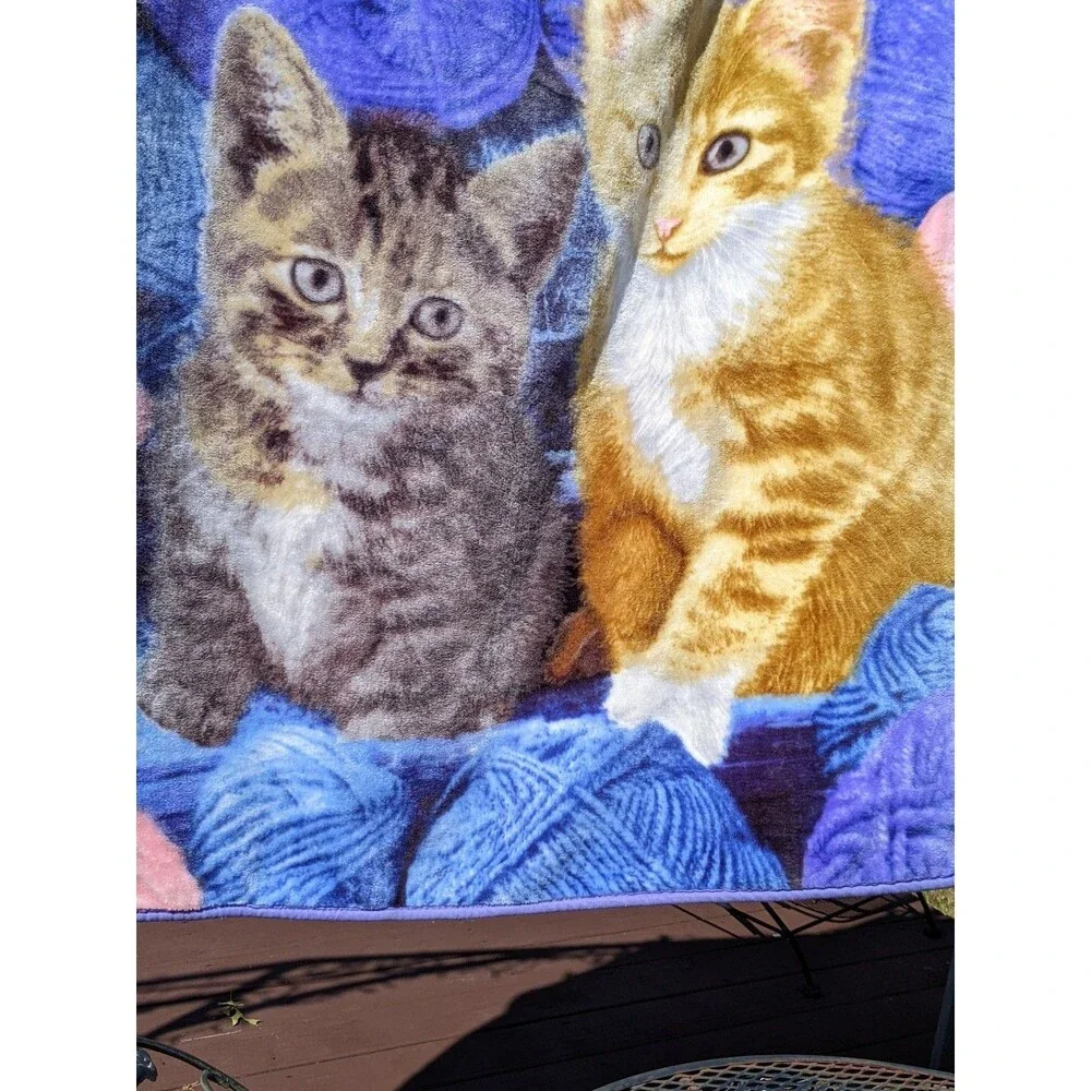 Greg Cuddiford Blanket Throw Two Kittens Cats Yarn Northwest 50 x 60